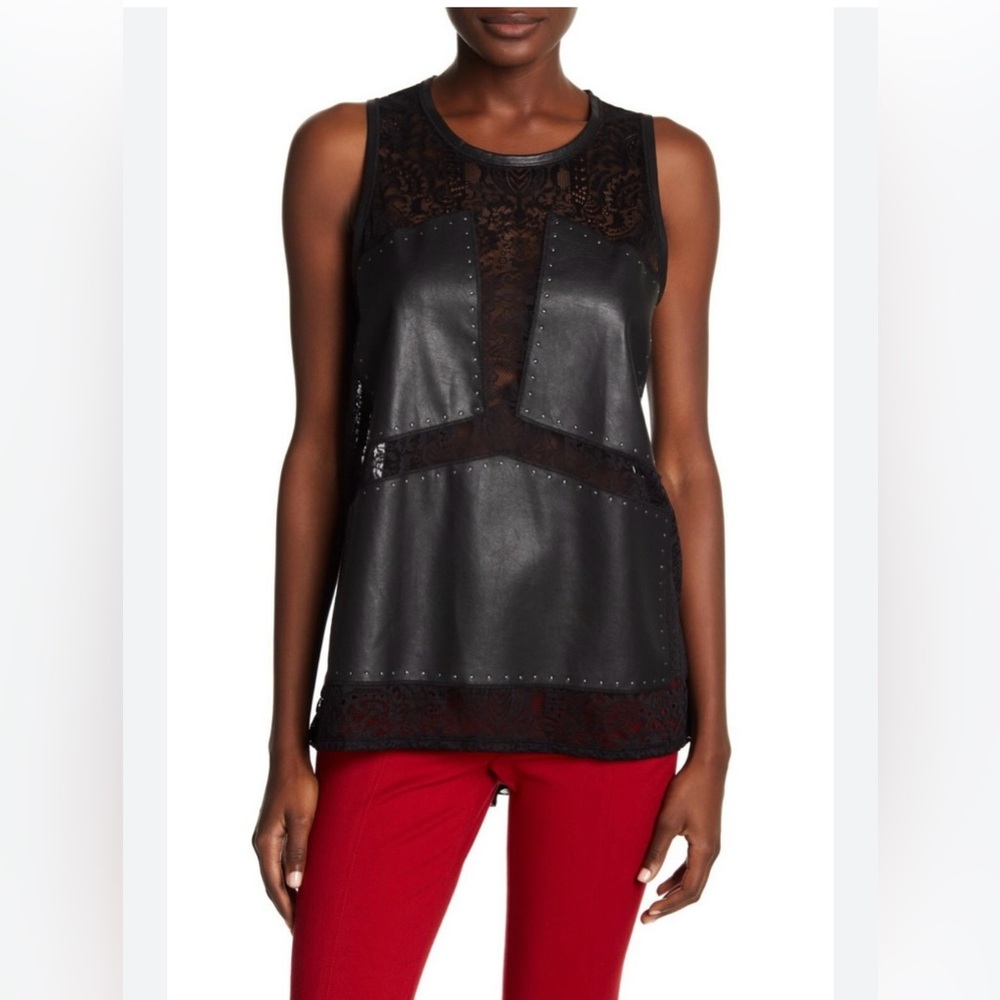 BCBG Max Adria Fay Mixed Media Top, Size XS